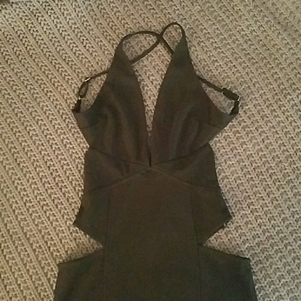Deep V maxi dress with hip cutouts